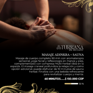Masaje Relajante ADINKRA + sauna